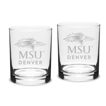 MSU Denver Roadrunners 14oz. 2-Piece Classic Double Old-Fashioned Glass Set