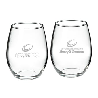Harry S Truman College Falcons 21oz. 2-Piece Stemless Wine Glass Set