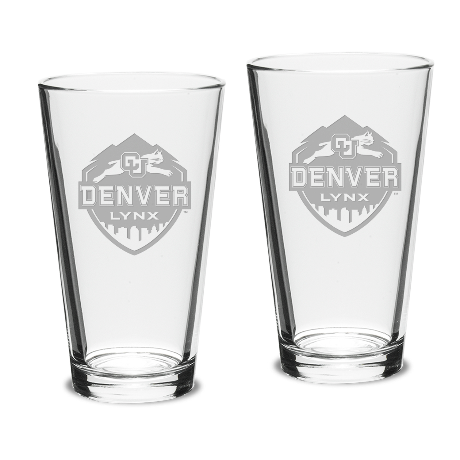 CU Denver Lynx 16oz. 2-Piece Classic Pub Glass Set