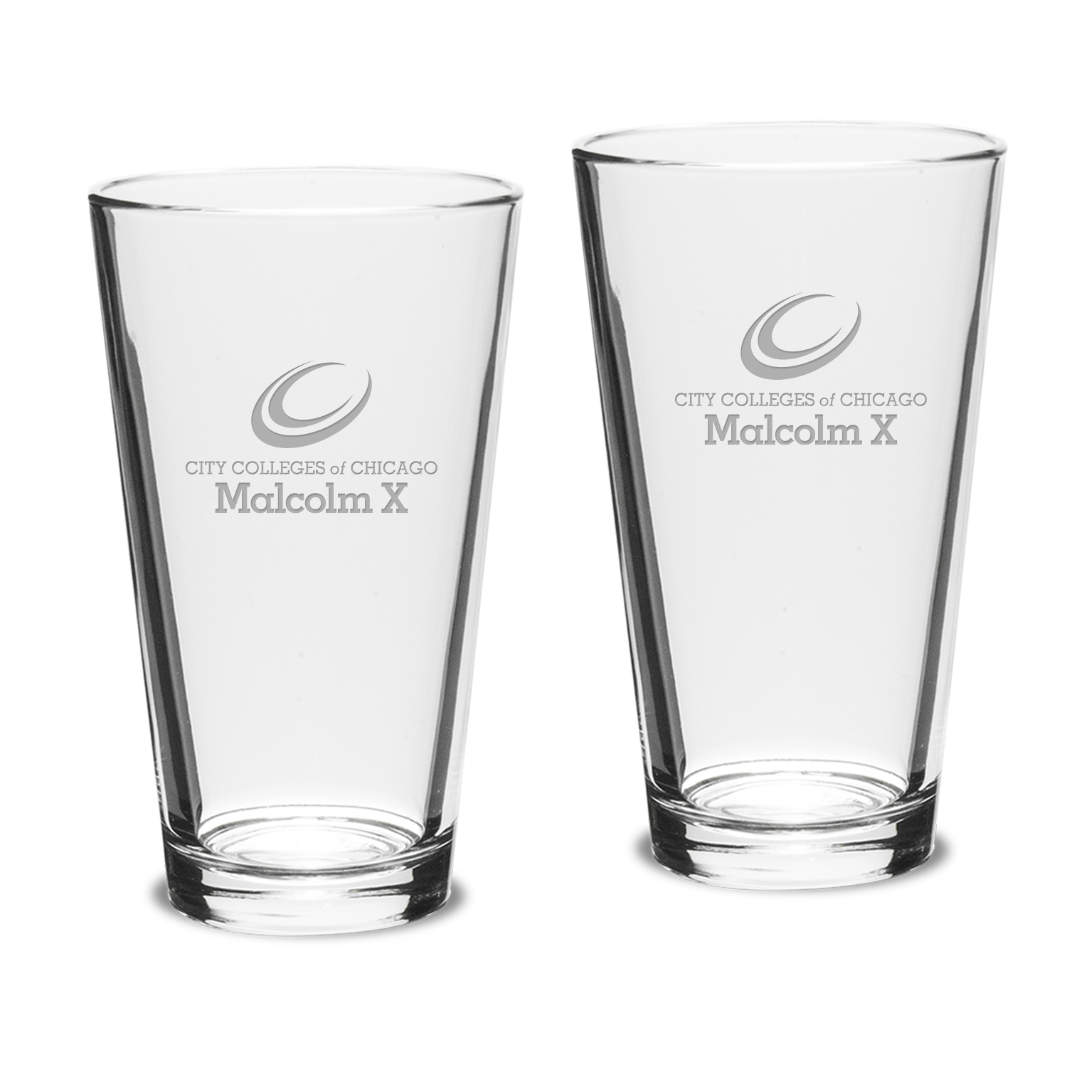 Malcolm X College Hawks 16oz. 2-Piece Classic Pub Glass Set
