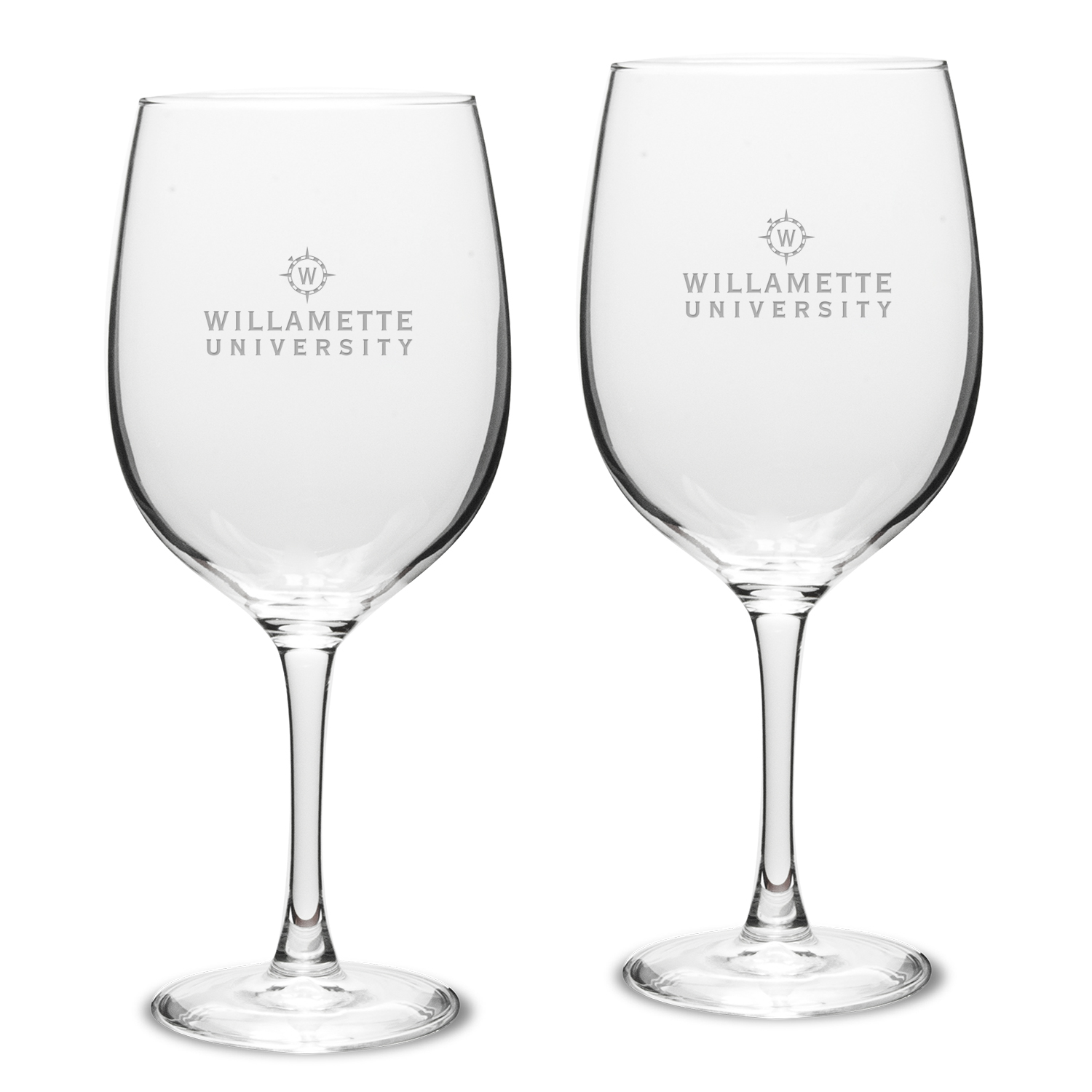 Willamette Bearcats 19oz. 2-Piece Traditional Robusto Red Wine Table Glass Set