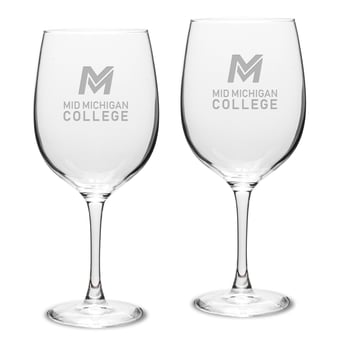 Mid Michigan College 19oz. 2-Piece Traditional Robusto Red Wine Table Glass Set