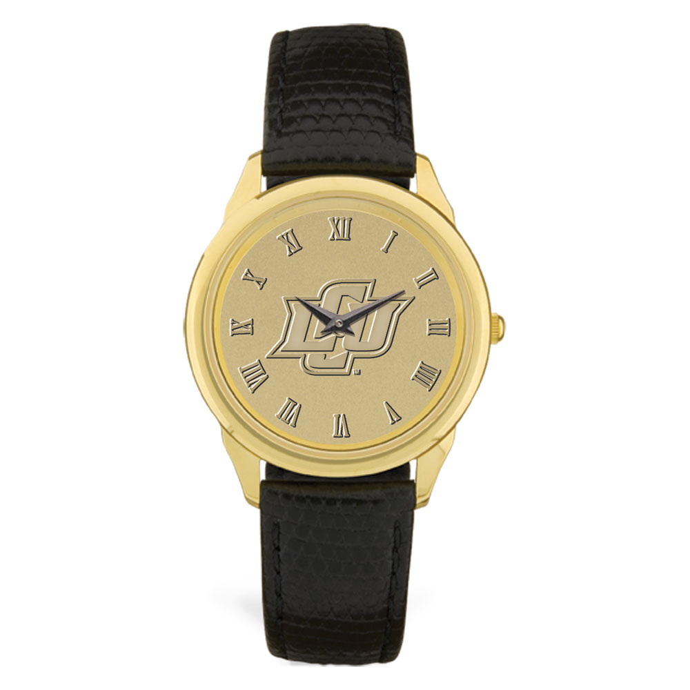Men’s Gold Lubbock Christian Chaparral Medallion Leather Wristwatch Men’s Gold Lubbock Christian Chaparral Medallion Leather Wristwatch