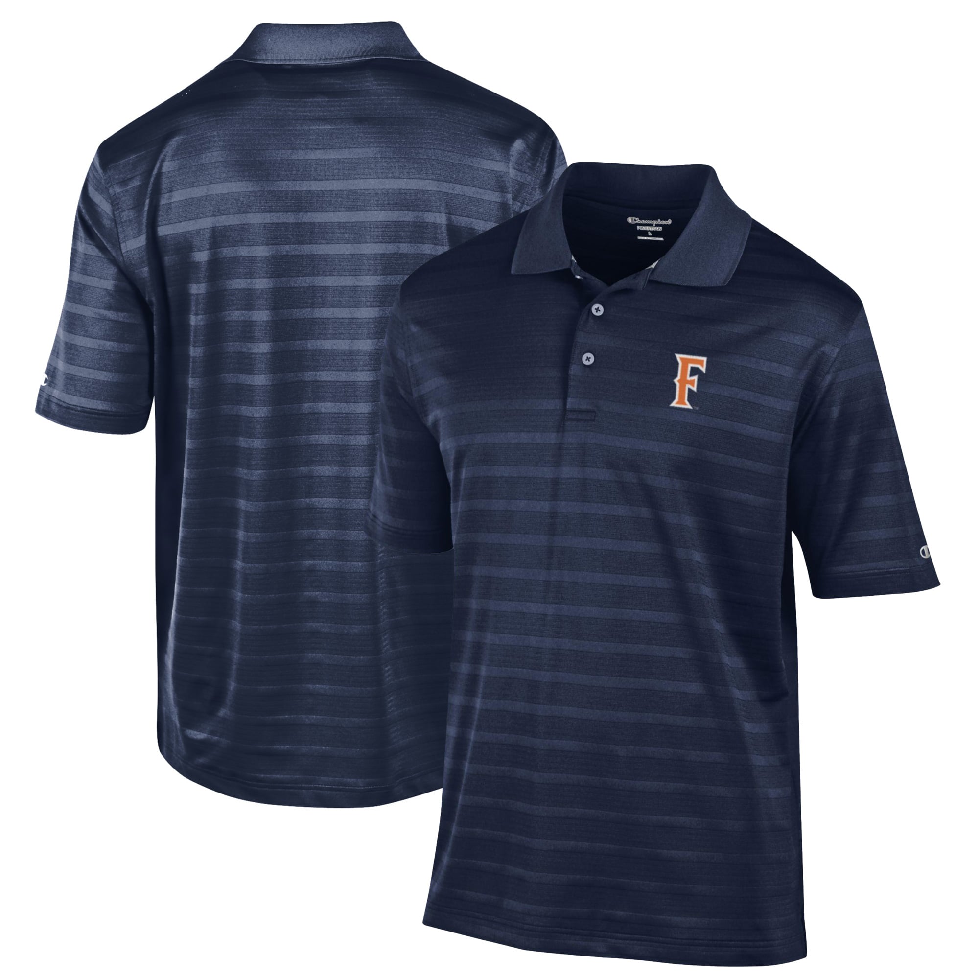 Men's Champion Navy Cal State Fullerton Titans Relaxed Fit Textured Solid Polo