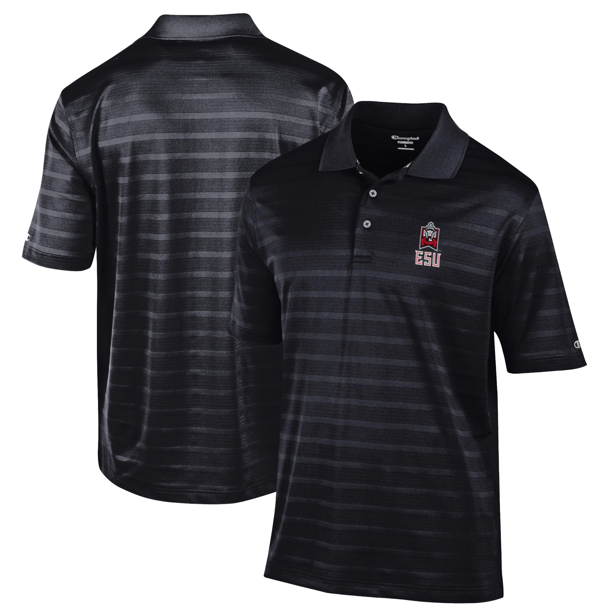 Men's Champion Black East Stroudsburg Warriors Relaxed Fit Textured Solid Polo