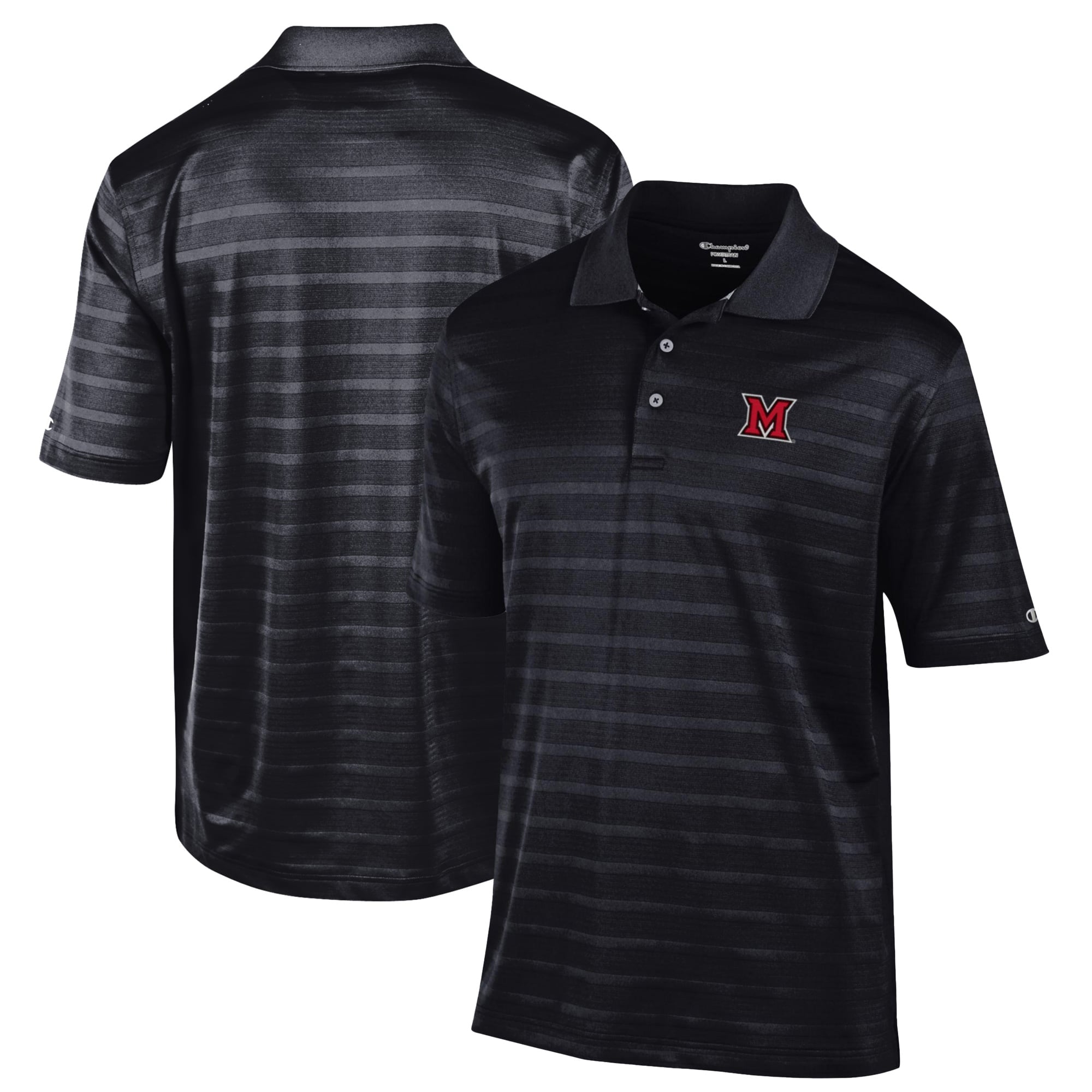 Men's Champion Black Miami University RedHawks Relaxed Fit Textured Solid Polo