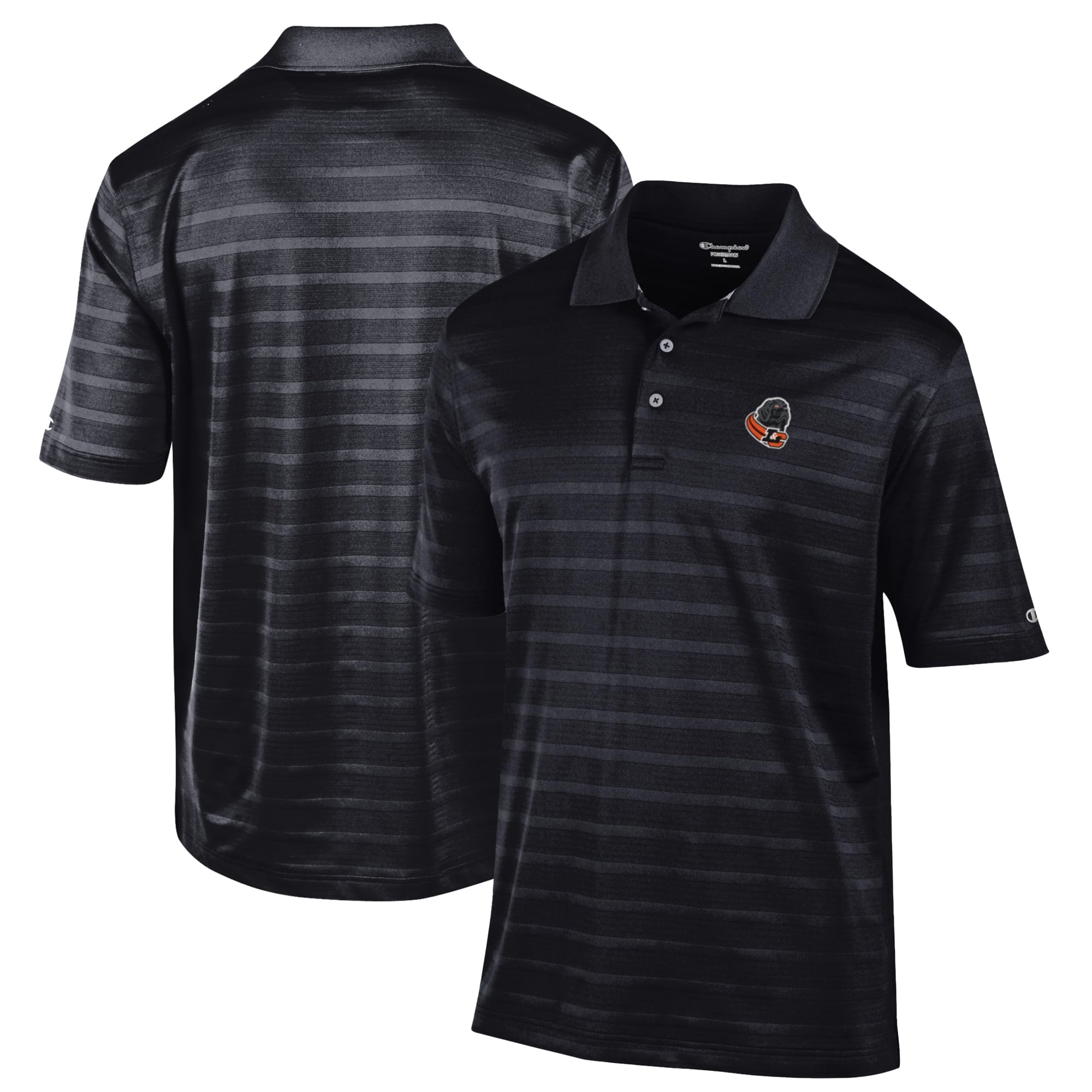 Men's Champion Black Lewis & Clark College Pioneers Relaxed Fit Textured Solid Polo