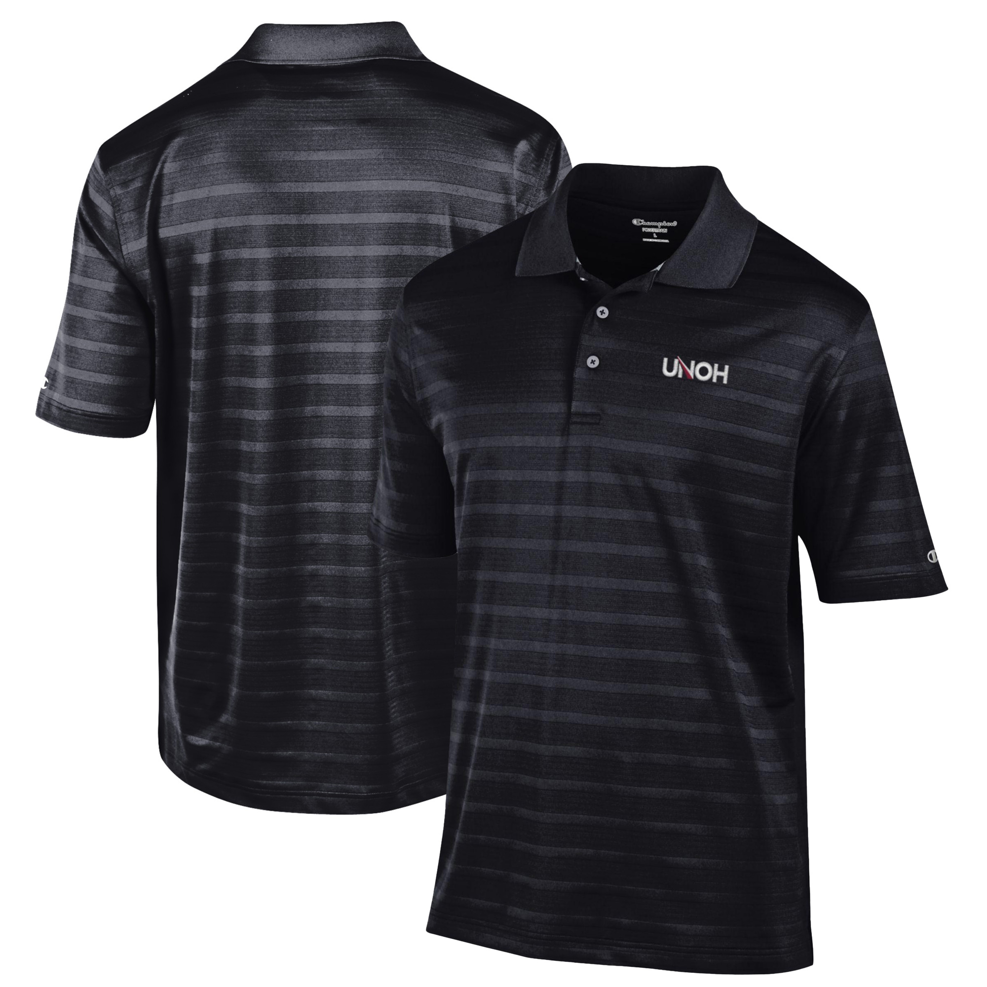 Men's Champion Black Northwestern Ohio Racers Relaxed Fit Textured Solid Polo
