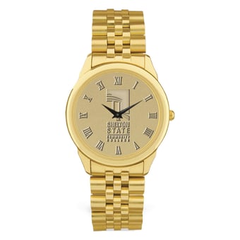 Men's Gold Shelton State Buccaneers Medallion Rolled Link Bracelet Wristwatch