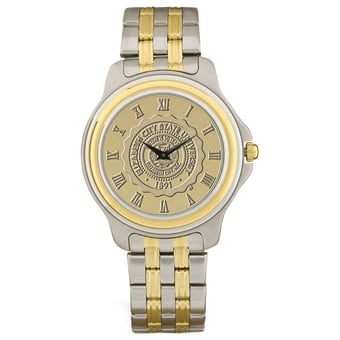 Men's Gold ECSU Vikings Two-Tone Medallion Wristwatch
