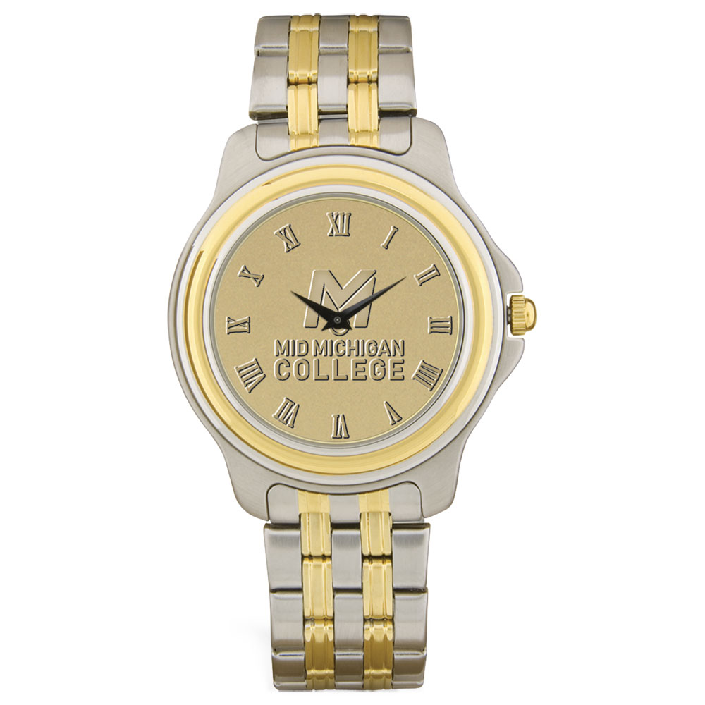 Men's Gold Mid Michigan College Two-Tone Medallion Wristwatch