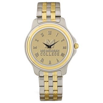Men's Gold Mid Michigan College Two-Tone Medallion Wristwatch