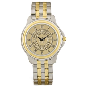 Men's Gold Willamette Bearcats Two-Tone Medallion Wristwatch