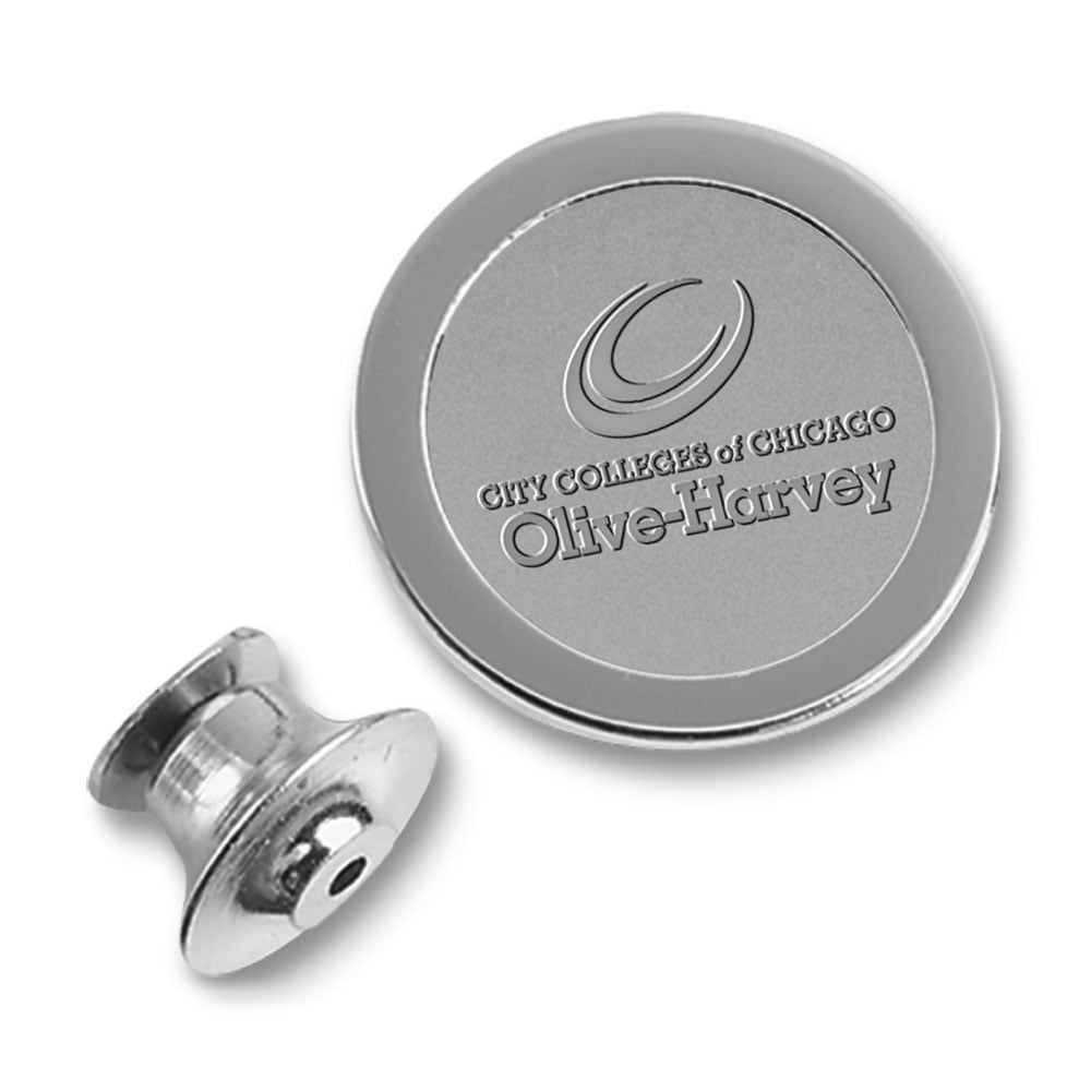Silver Olive-Harvey College Purple Panthers Logo Lapel Pin