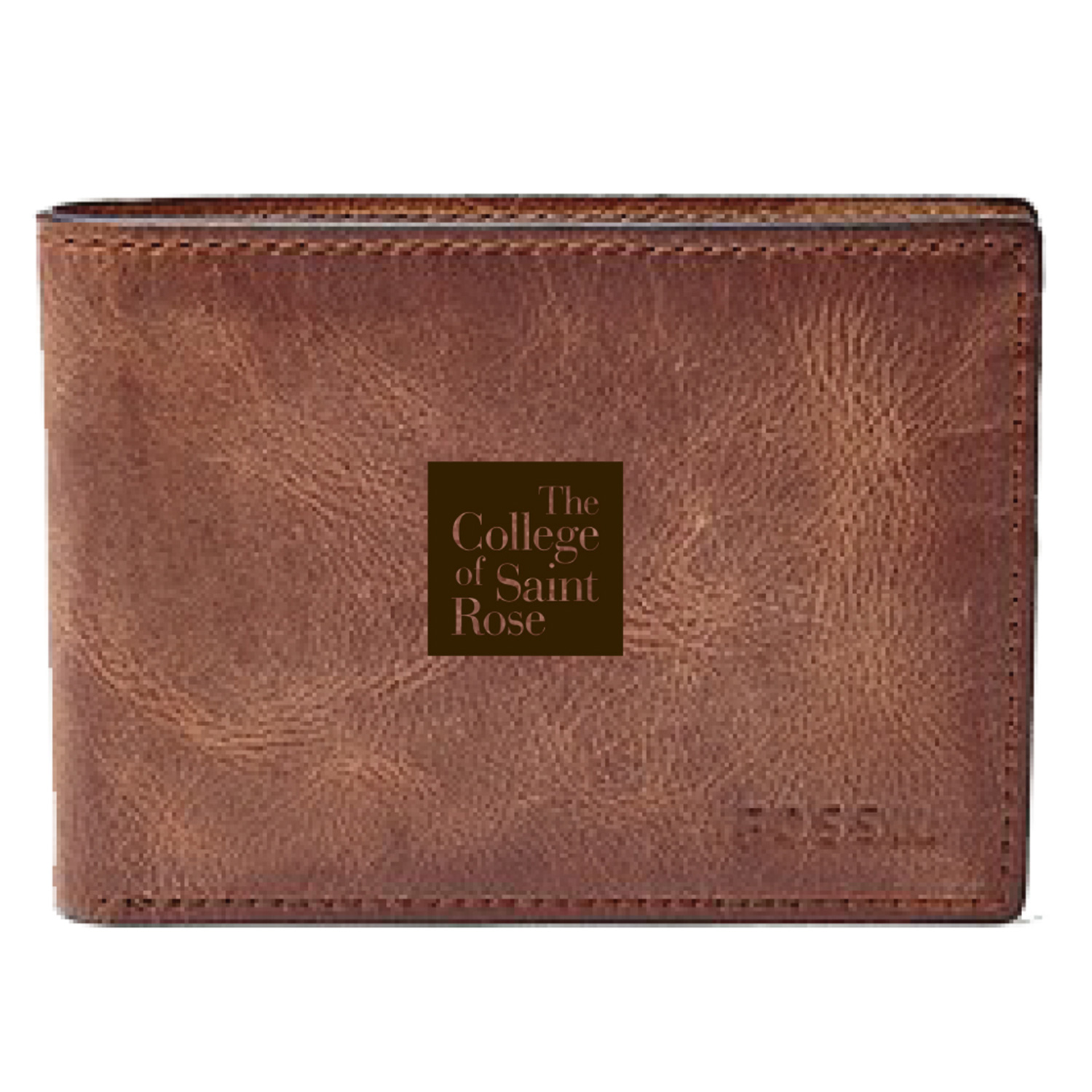 Men's Fossil Brown Saint Rose Golden Knights Leather Derrick Front Pocket Bi-Fold Wallet
