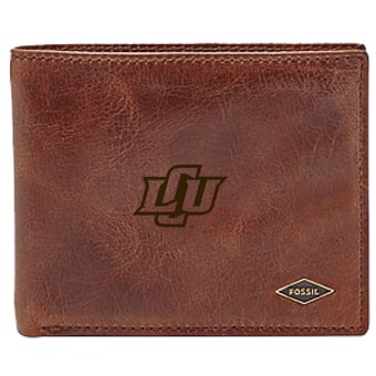 Men's Fossil Brown Lubbock Christian Chaparral Leather Ryan RFID Flip ID Bifold Wallet
