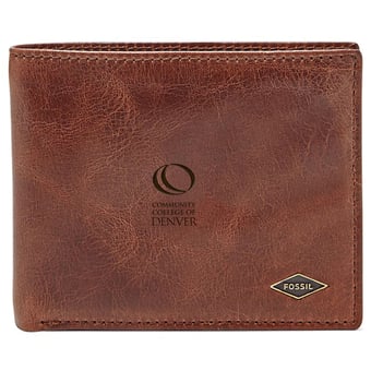 Men's Fossil Brown CCD CityHawks Leather Ryan RFID Flip ID Bifold Wallet