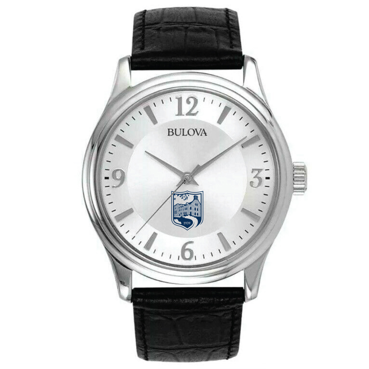Men's Bulova Silver Endicott College Leather Watch