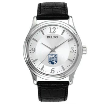 Men's Bulova Silver Endicott College Leather Watch