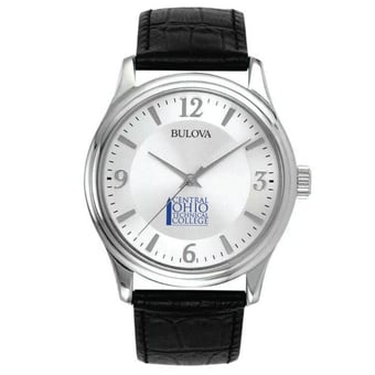 Men's Bulova Silver Central Ohio Technical College Leather Watch