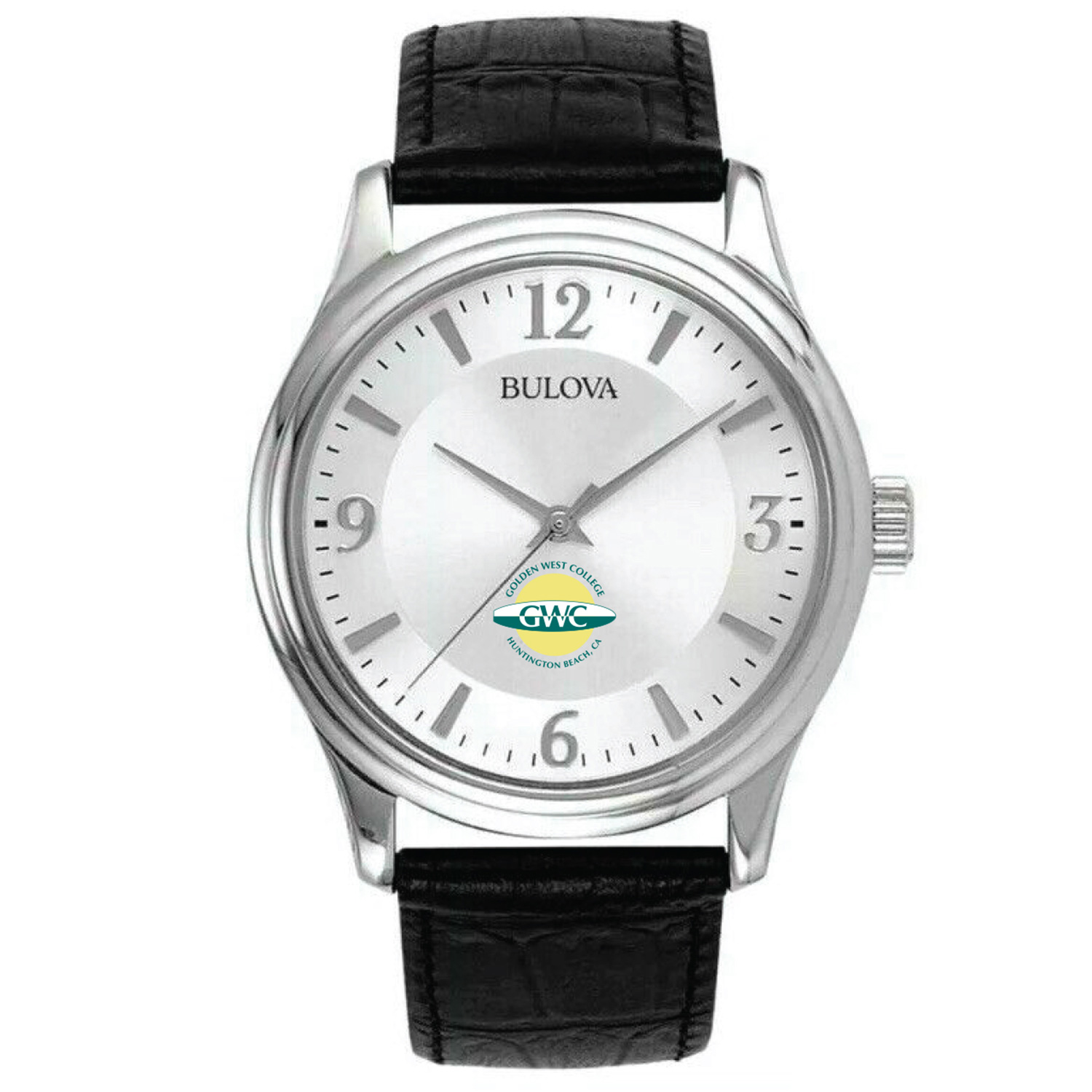 Men's Bulova Silver Golden West College Leather Watch