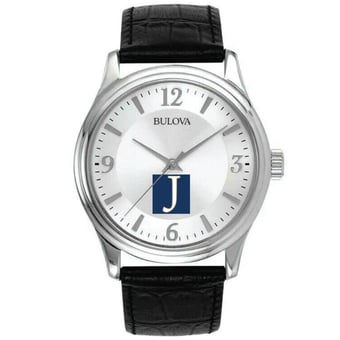 Men's Bulova Silver Juniata Eagles Leather Watch