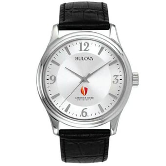Men's Bulova Silver Gardner-Webb Bulldogs Leather Watch