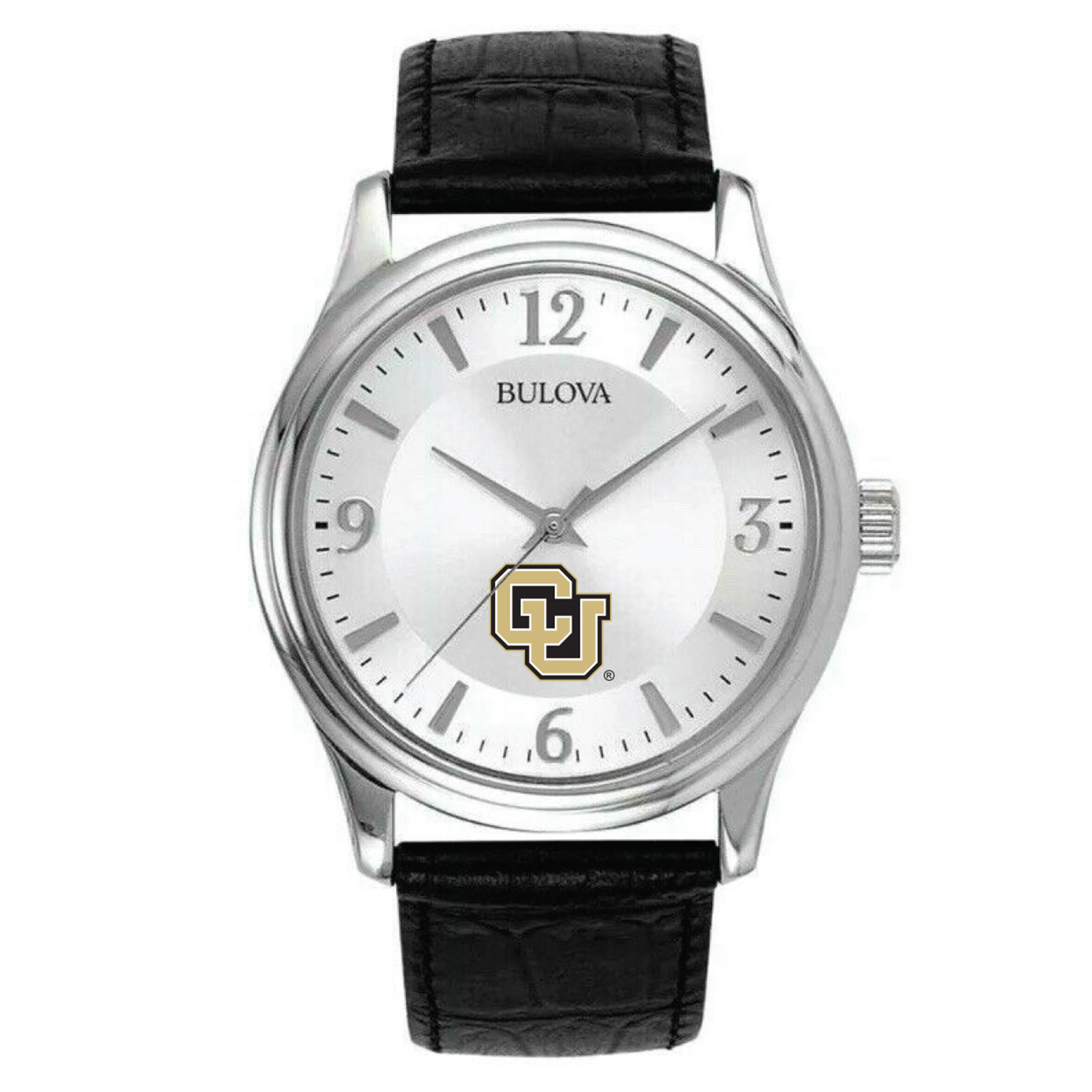 Men's Bulova Silver CU Denver Lynx Leather Watch