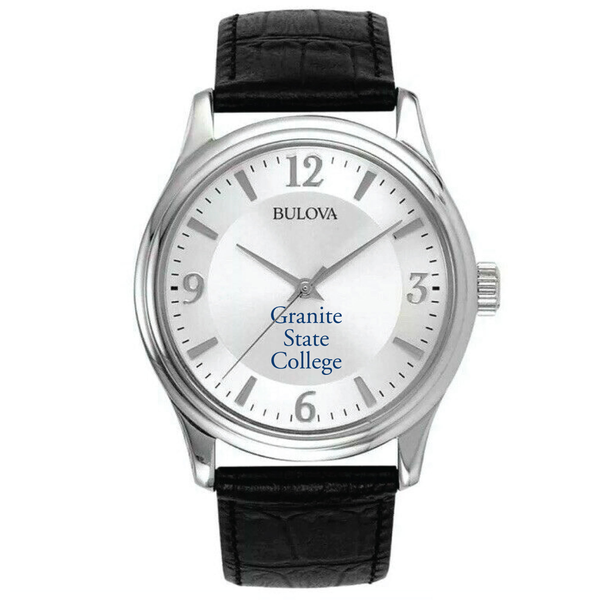 Men's Bulova Silver Granite State College Leather Watch