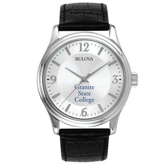 Men's Bulova Silver Granite State College Leather Watch