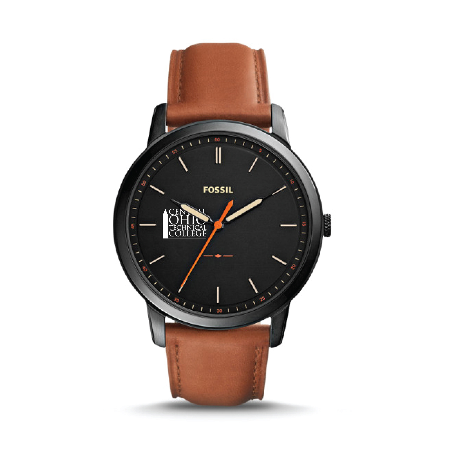 Fossil Black Central Ohio Technical College The Minimalist Slim Light Brown Leather Watch