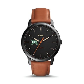 Fossil Black Shelton State Buccaneers The Minimalist Slim Light Brown Leather Watch