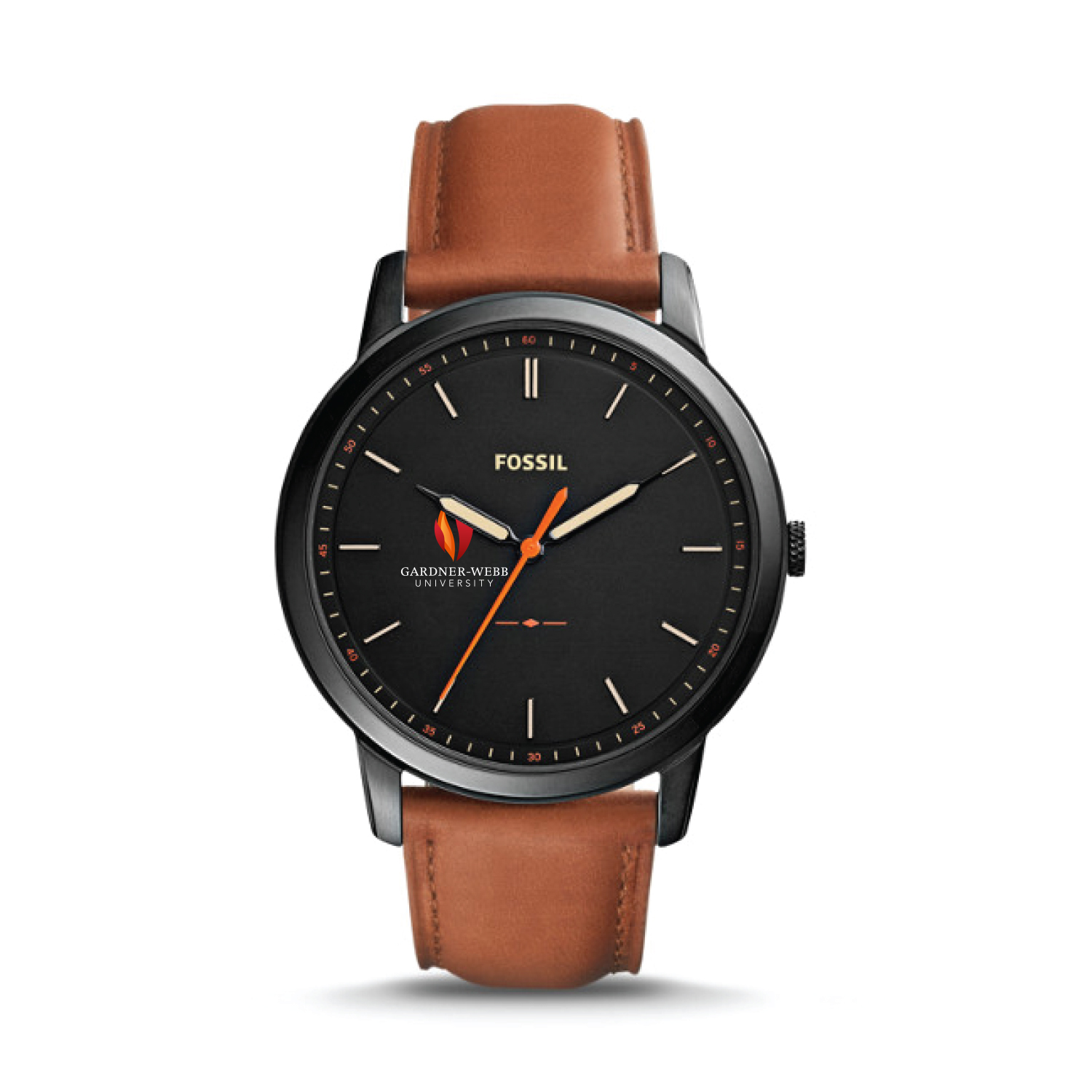Fossil Black Gardner-Webb Bulldogs The Minimalist Slim Light Brown Leather Watch