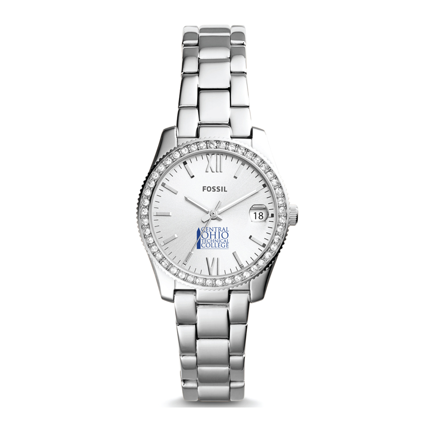 Women's Fossil Silver Central Ohio Technical College Scarlette Mini Three-Hand Date Watch