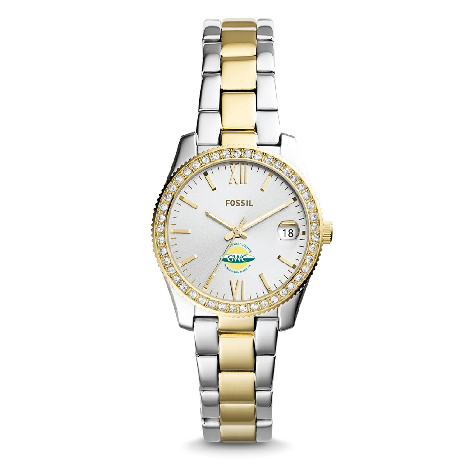 Women's Fossil Silver Golden West College Scarlette Mini Two-Tone Stainless Steel Watch