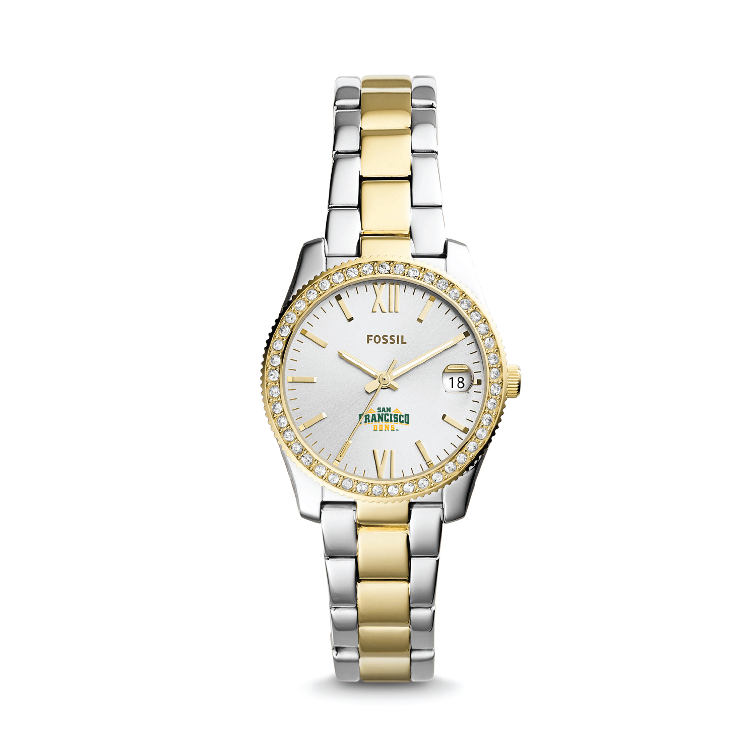 Women's Fossil Silver San Francisco Dons Scarlette Mini Two-Tone Stainless Steel Watch