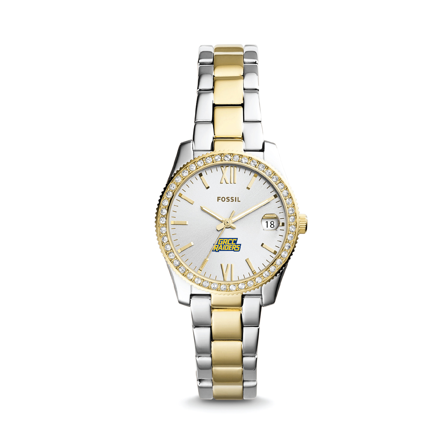 Women's Fossil Silver Grand Rapids Raiders Scarlette Mini Two-Tone Stainless Steel Watch