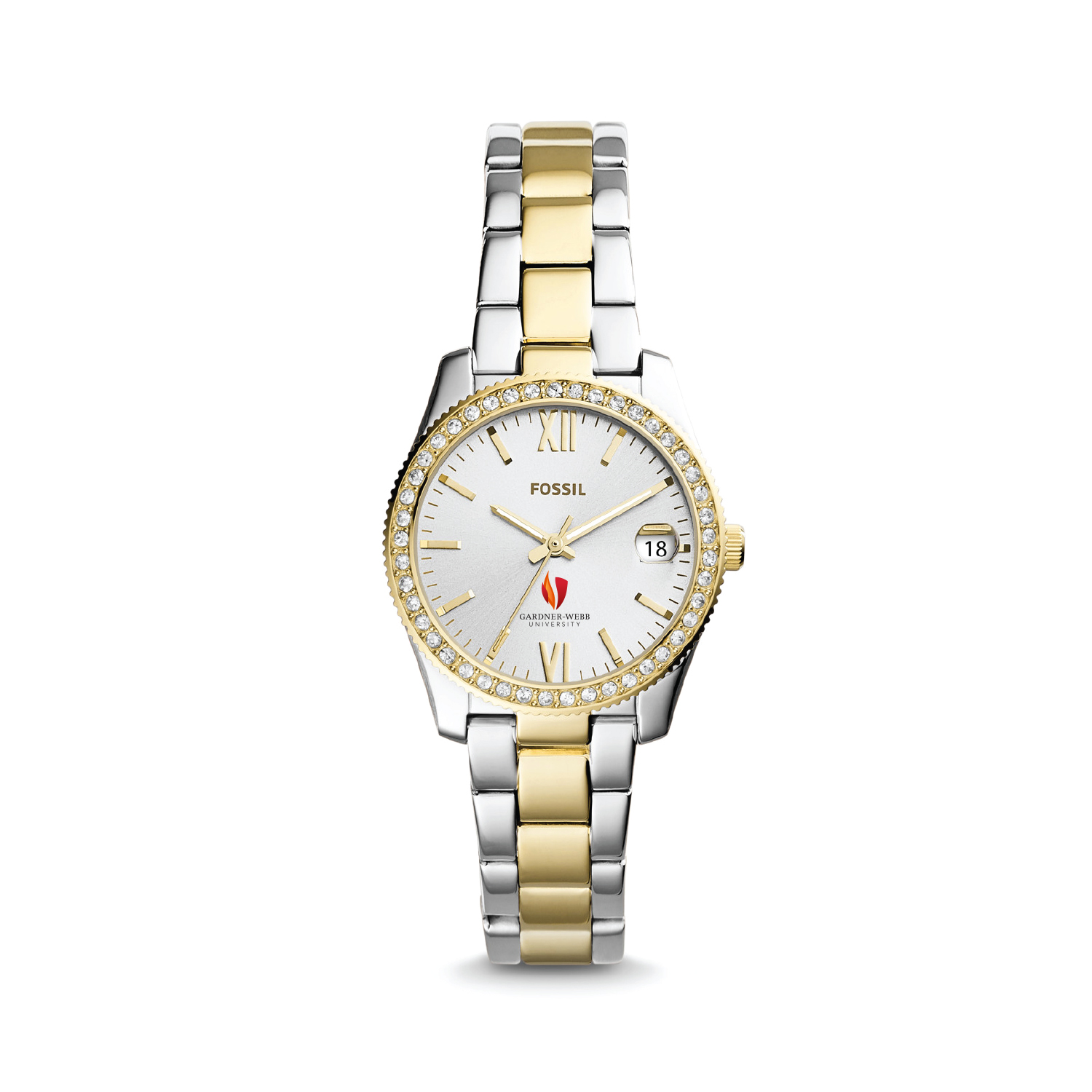 Women's Fossil Silver Gardner-Webb Bulldogs Scarlette Mini Two-Tone Stainless Steel Watch
