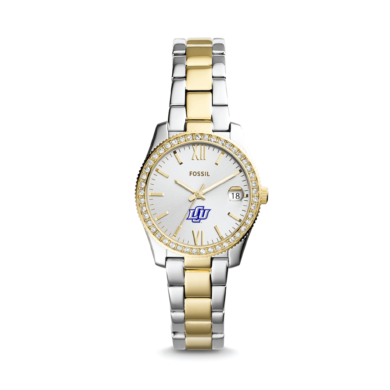 Women's Fossil Silver Lubbock Christian Chaparral Scarlette Mini Two-Tone Stainless Steel Watch