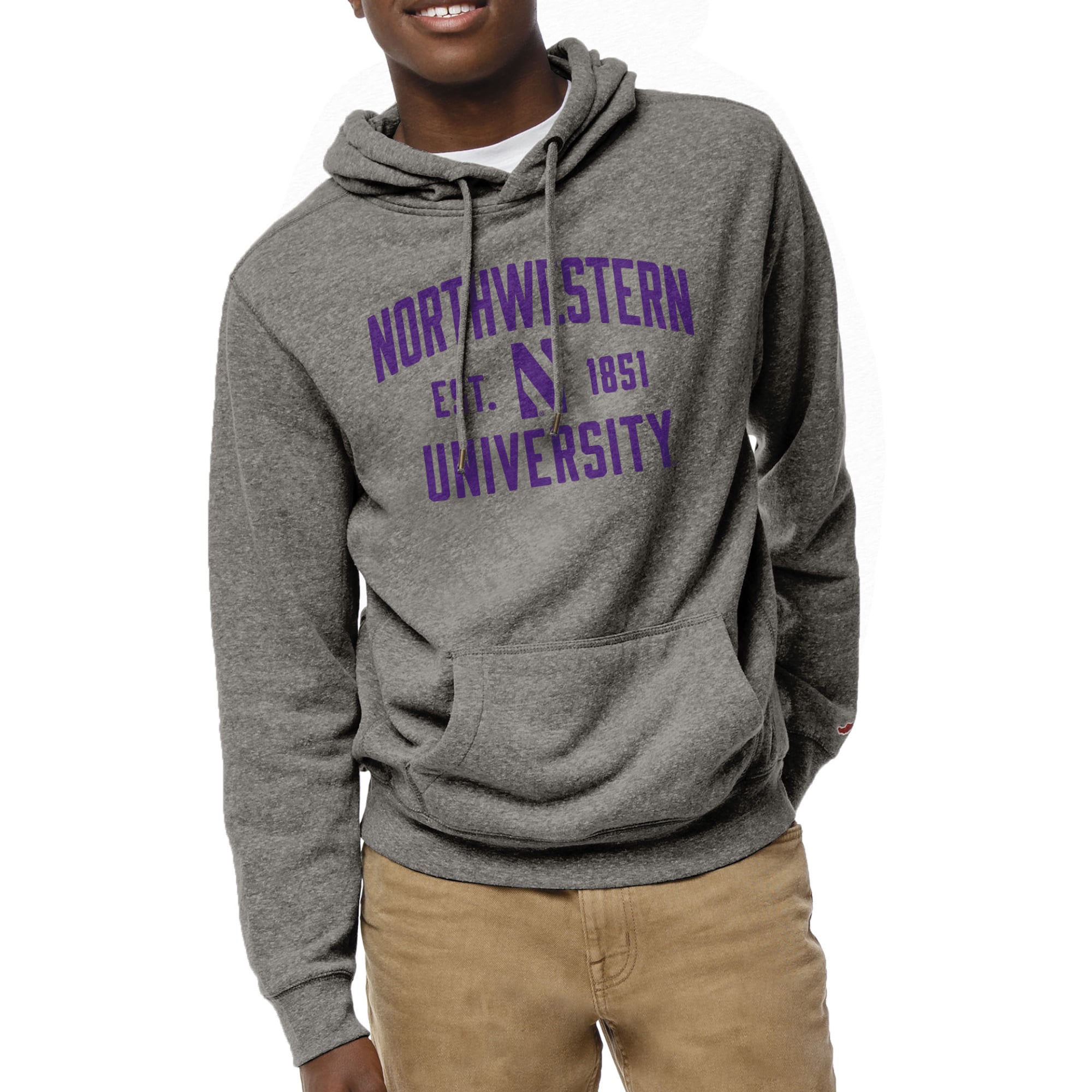 Men's League Collegiate Wear Heather Gray Northwestern Wildcats Heritage Tri-Blend Pullover Hoodie