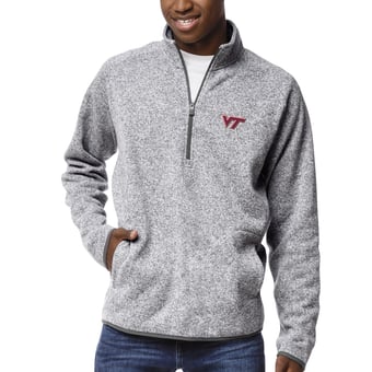 Men's League Collegiate Wear Heather Gray Virginia Tech Hokies Saranac Raglan Quarter-Zip Jacket