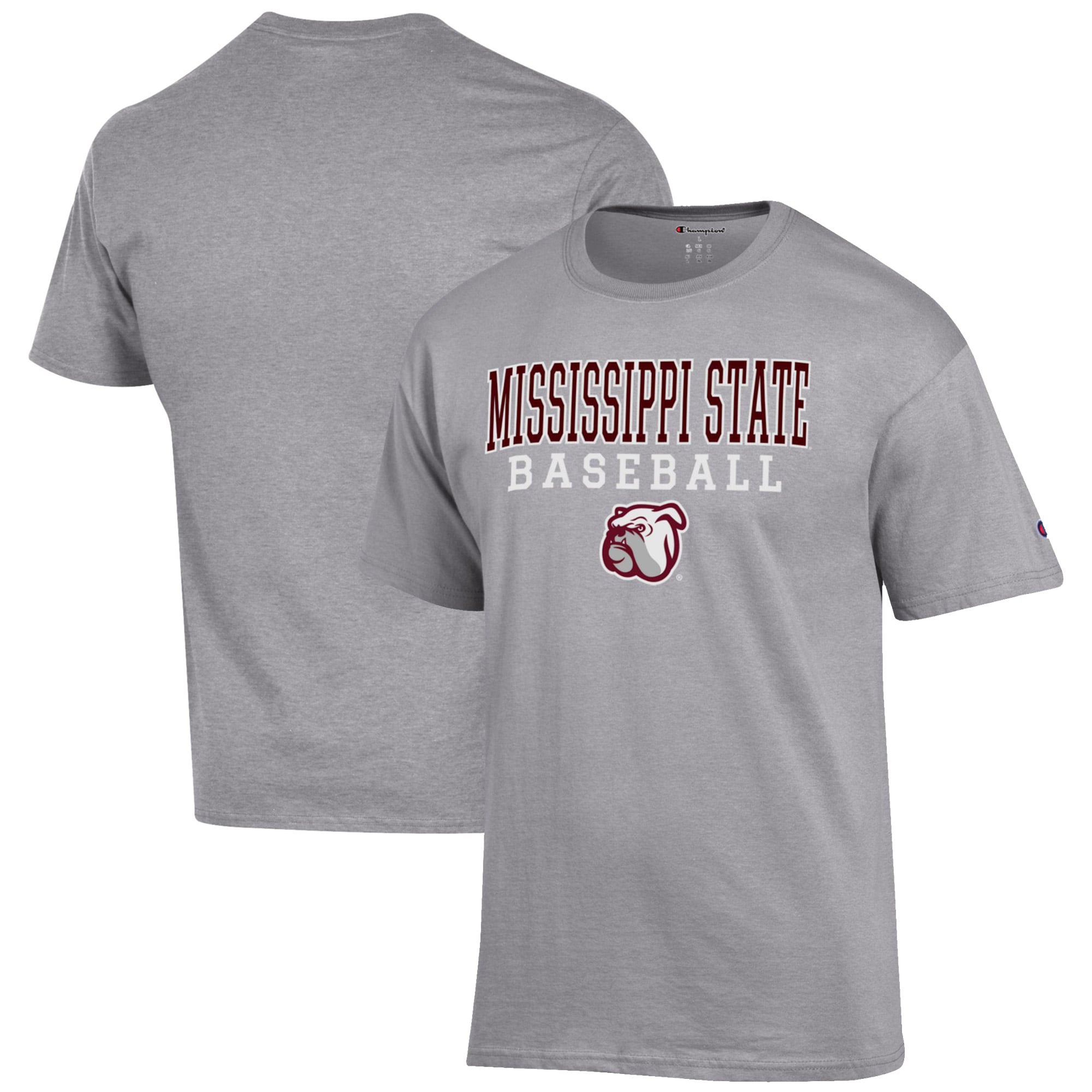 Men's Champion Gray Mississippi State Bulldogs Baseball Stack T-Shirt