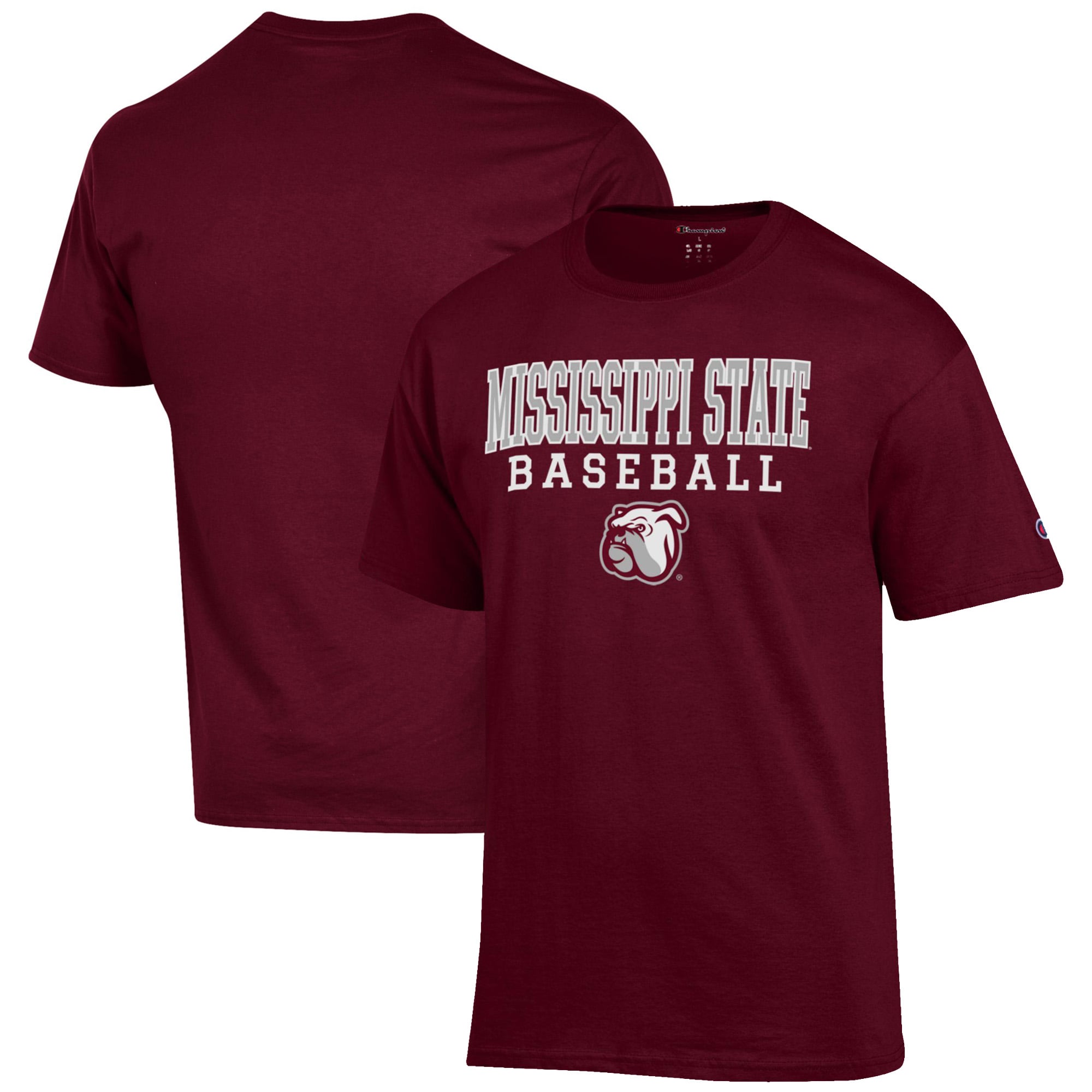 Men's Champion Maroon Mississippi State Bulldogs Baseball Stack T-Shirt