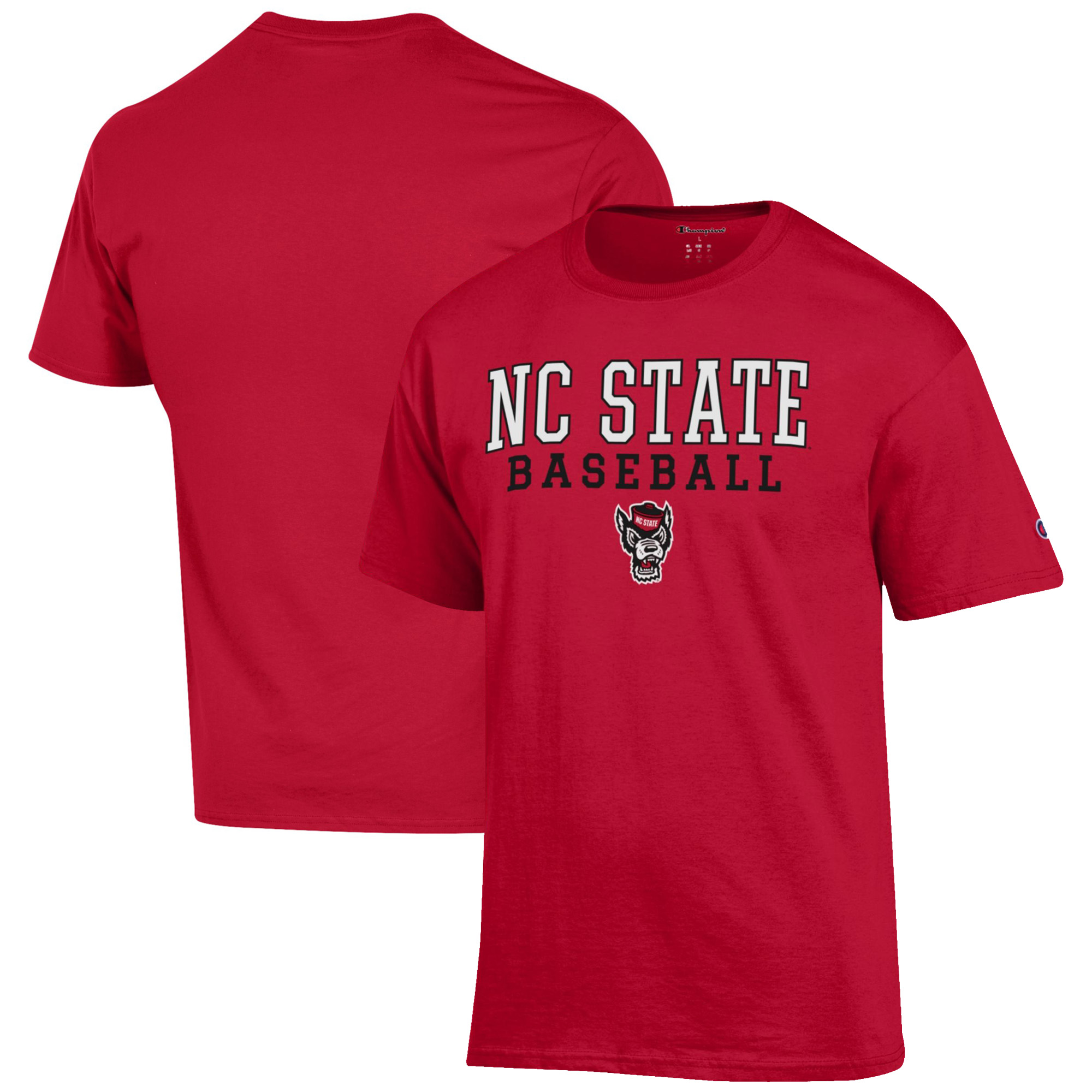 Men’s Champion Red NC State Wolfpack Baseball Stack T-Shirt Men’s Champion Red NC State Wolfpack Baseball Stack T-Shirt
