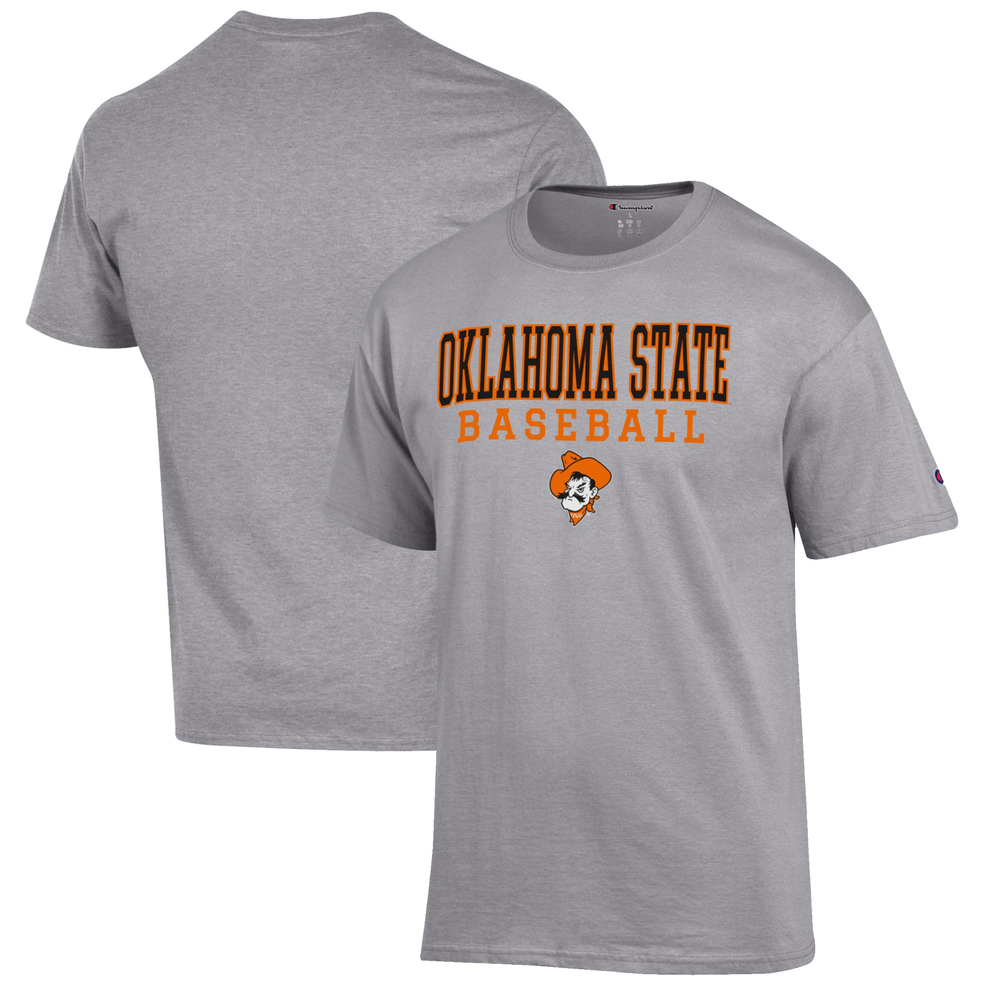 Men’s Champion Gray Oklahoma State Cowboys Baseball Stack T-Shirt Men’s Champion Gray Oklahoma State Cowboys Baseball Stack T-Shirt