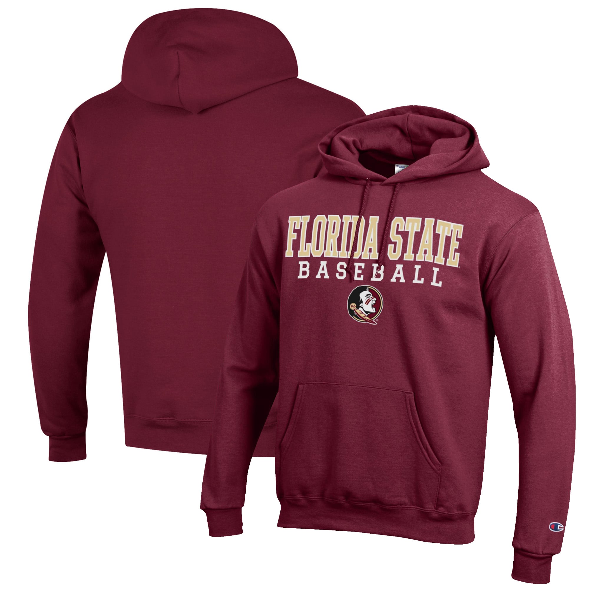 Men's Champion Garnet Florida State Seminoles Baseball Stack Pullover Hoodie