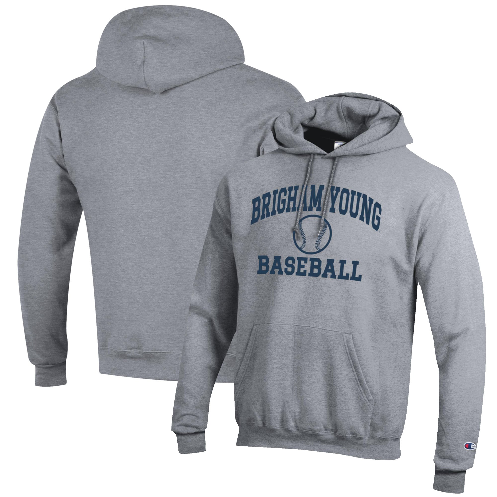 Men's Champion Gray BYU Cougars Baseball Icon Pullover Hoodie