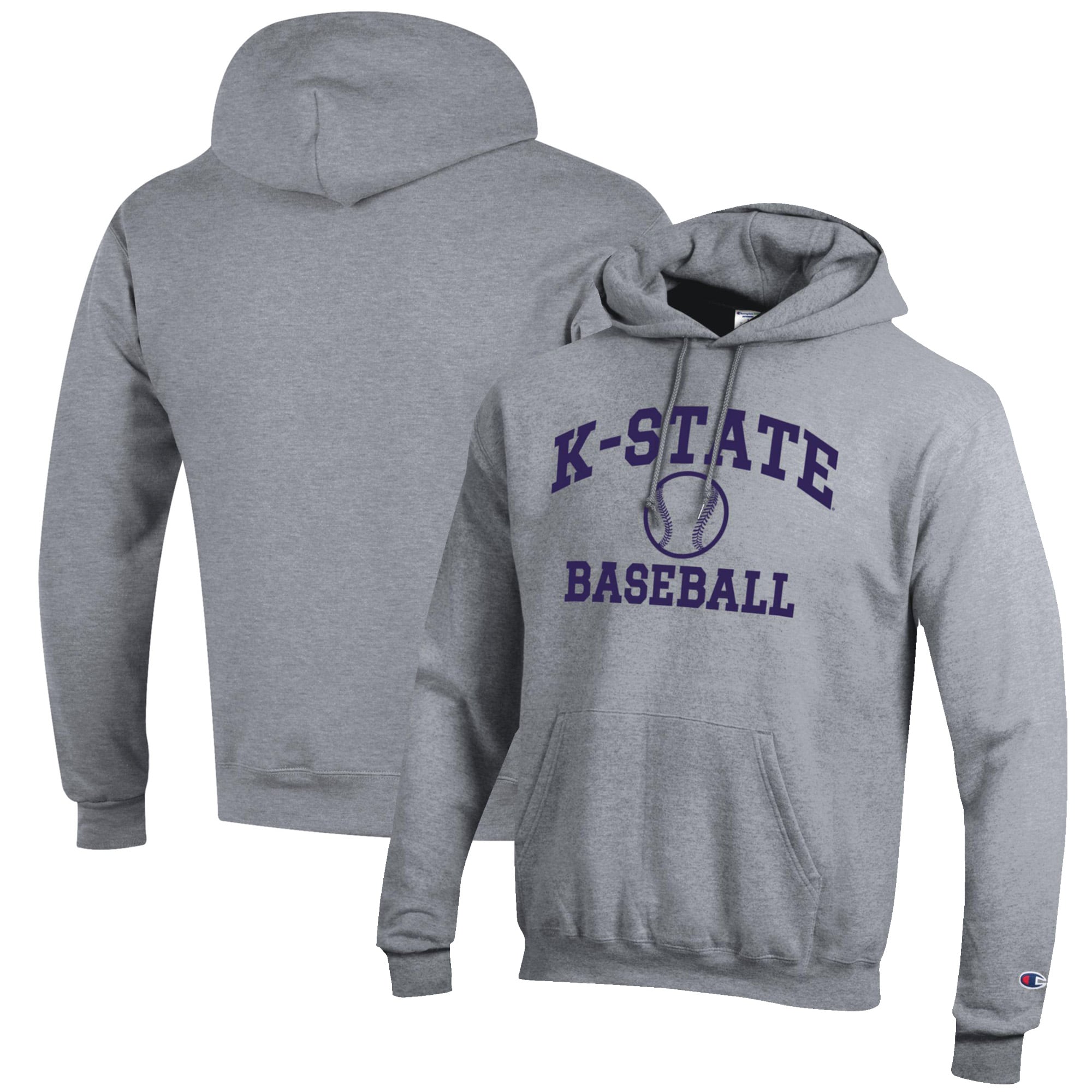 Men's Champion Gray Kansas State Wildcats Baseball Icon Pullover Hoodie