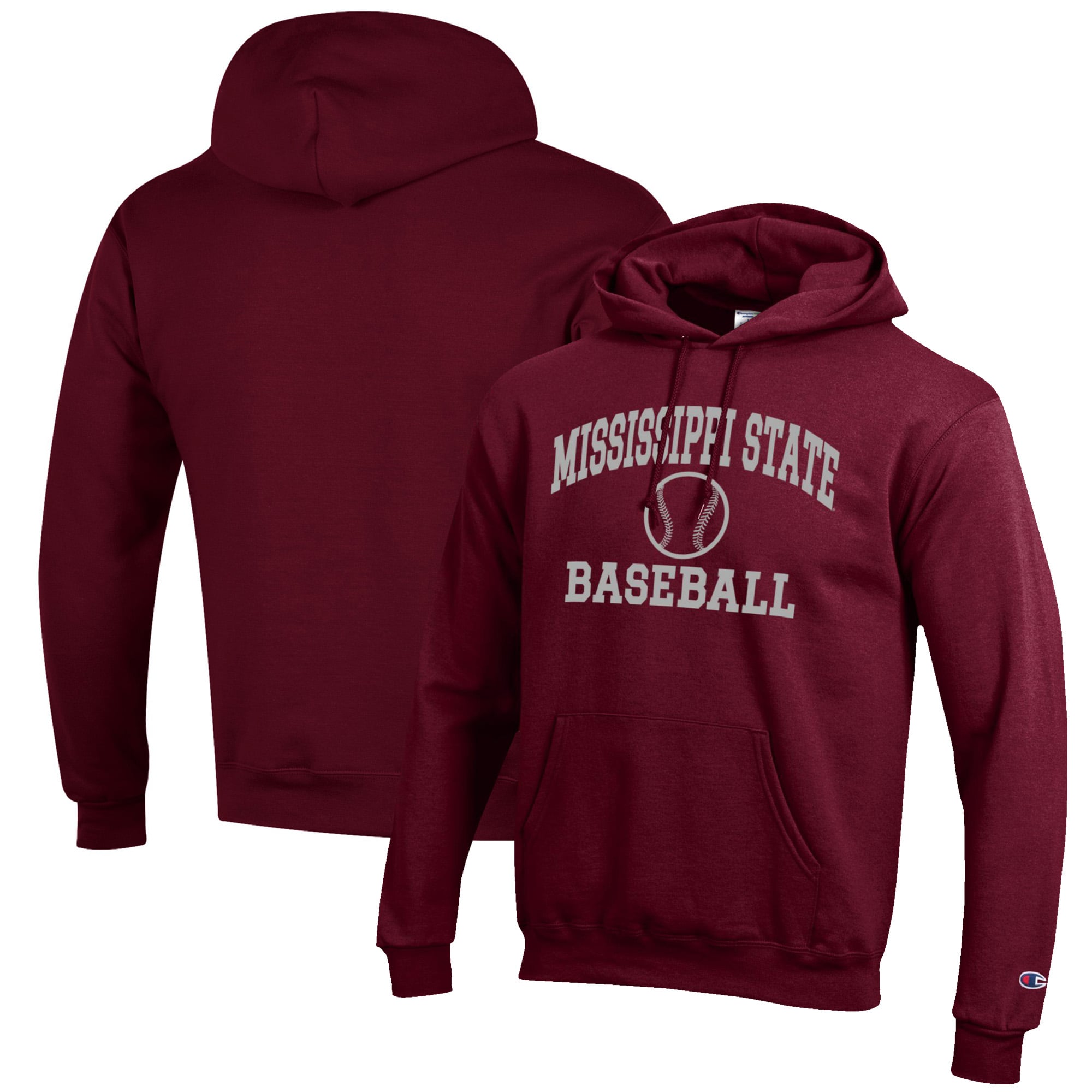 Men's Champion Maroon Mississippi State Bulldogs Baseball Icon Pullover Hoodie