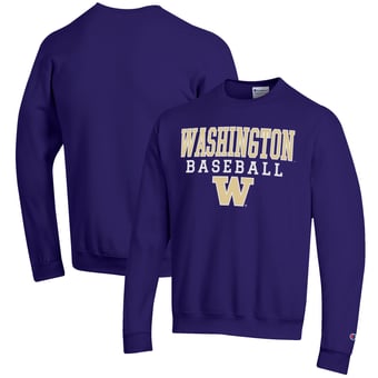 Men's Champion Purple Washington Huskies Baseball Stack Pullover Crewneck Sweatshirt